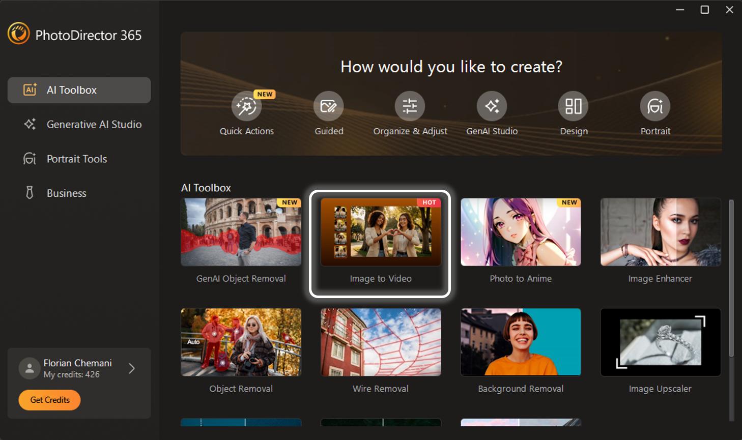 PhotoDirector - Create an AI Twerk video Step 1