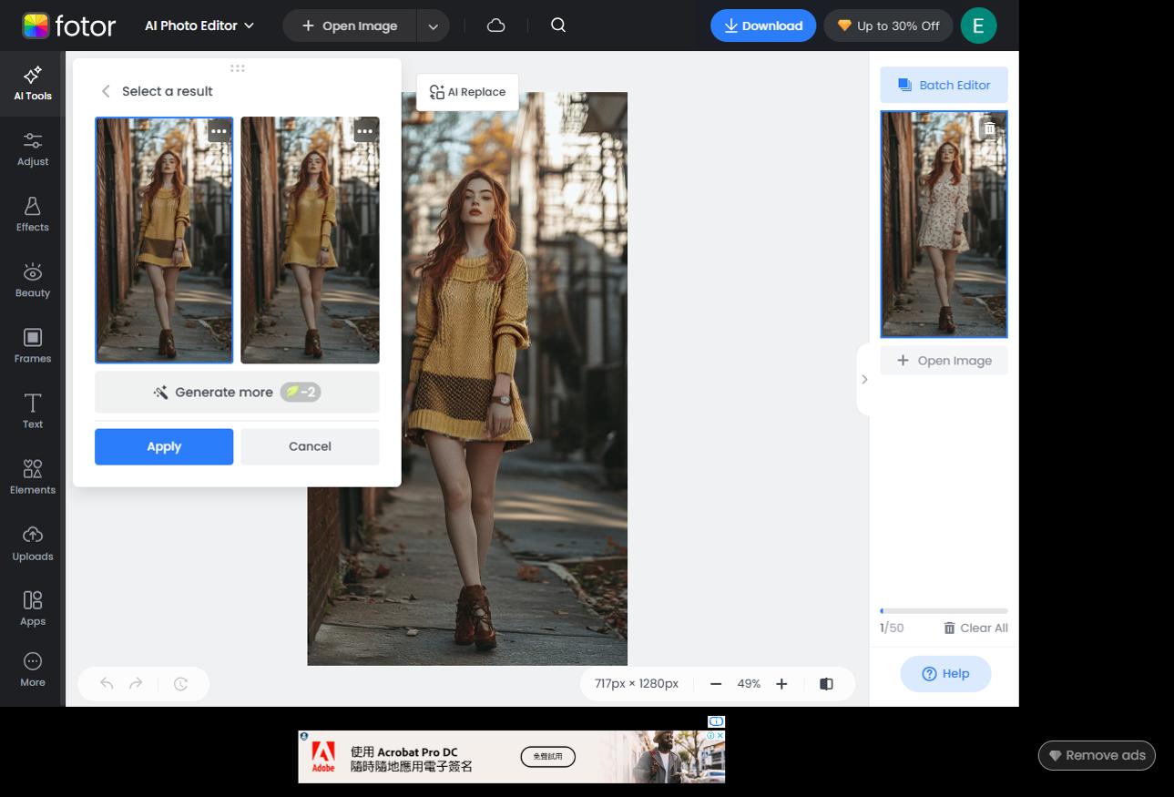 Fotor AI Fashion Generator – Best for Quick and Effortless Clothing Changes