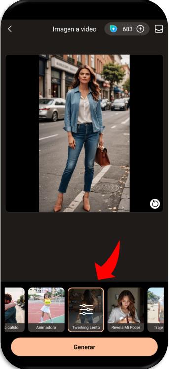 Interfaz de la herramienta Imagen a video con IA de PhotoDirector