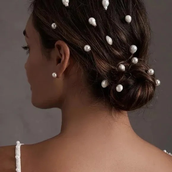 Low Chignon with Pearls