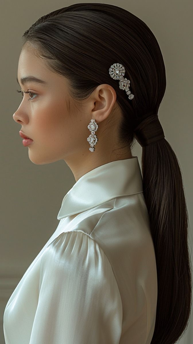Sleek Ponytail with Accessories