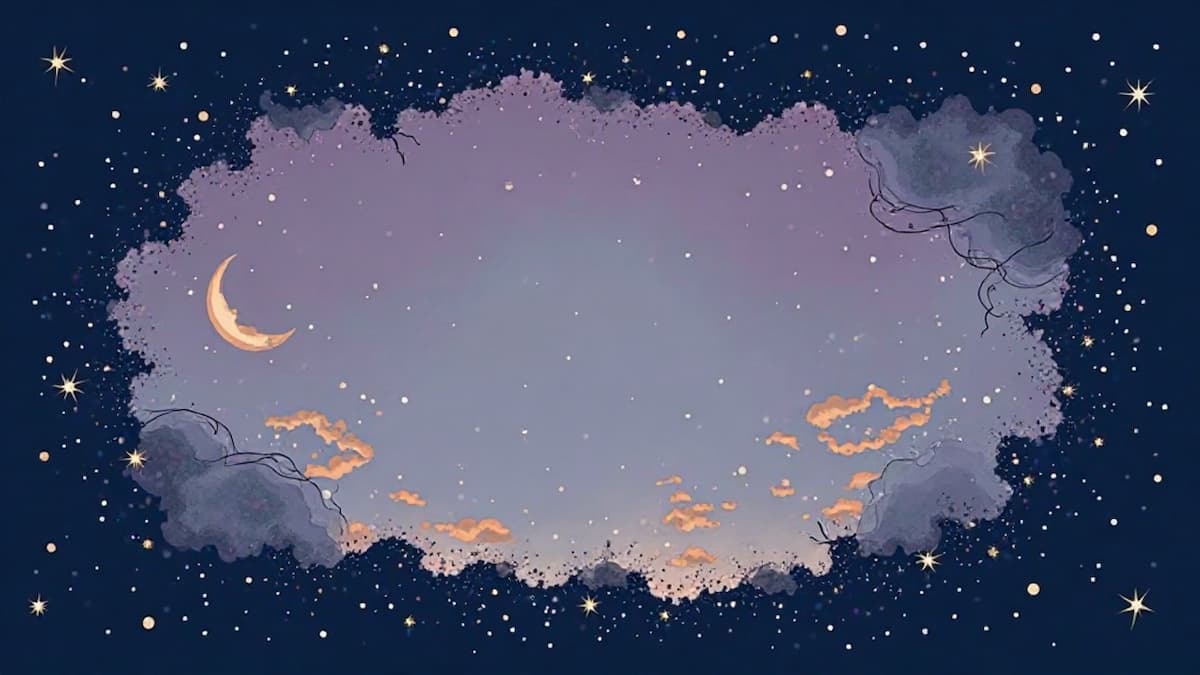Traumhafter Nachthintergrund mit Vignette und ruhigen Blau- und Lilatönen