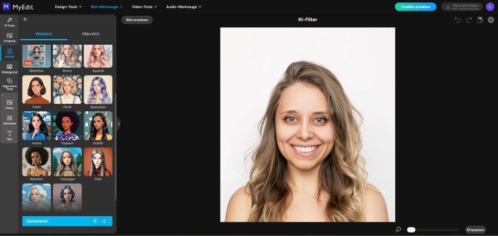 Lade dein Bild zum Bearbeiten in MyEdit