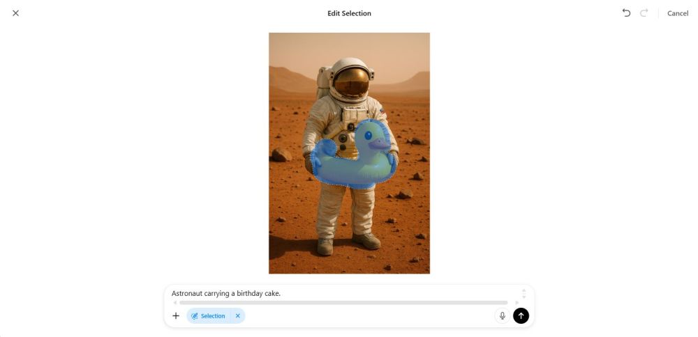 Bildbereich zum Bearbeiten markieren und Text-Prompt eingeben