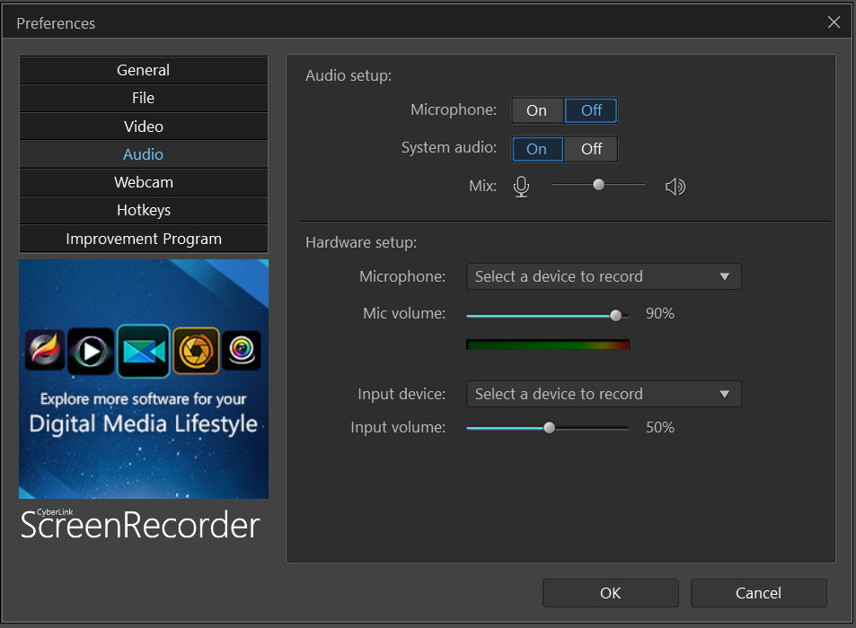 ScreenRecorder - Microphone setting