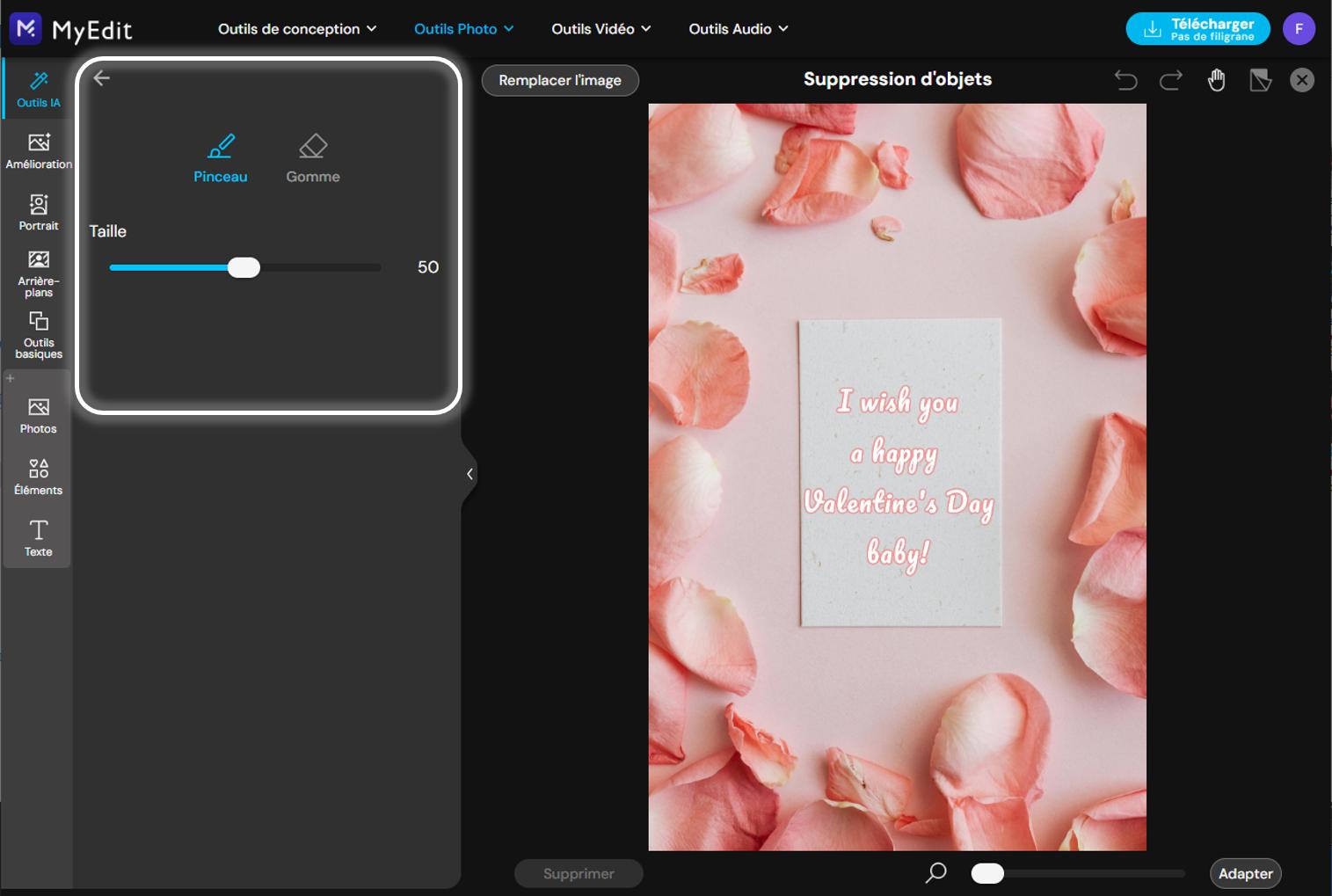 MyEdit - Modifier le texte d'une image en ligne - Etape 2