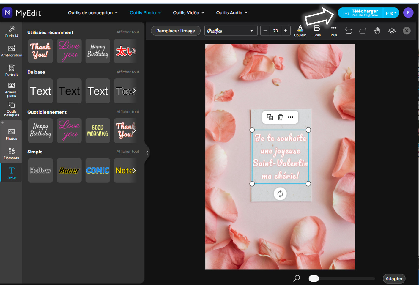 MyEdit - Modifier le texte d'une image en ligne - Etape 5