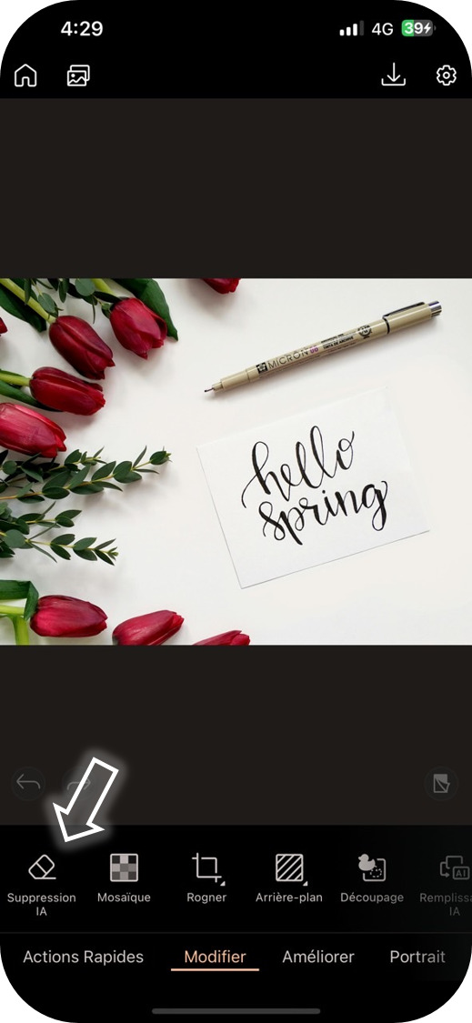PhotoDirector - Modifier le texte d'une image sur mobile - Etape 2
