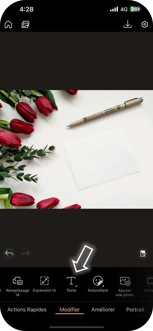 PhotoDirector - Modifier le texte d'une image sur mobile - Etape 5