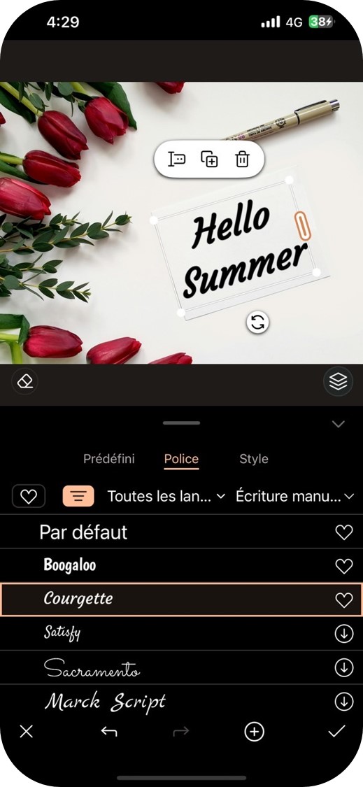 PhotoDirector - Modifier le texte d'une image sur mobile - Etape 6