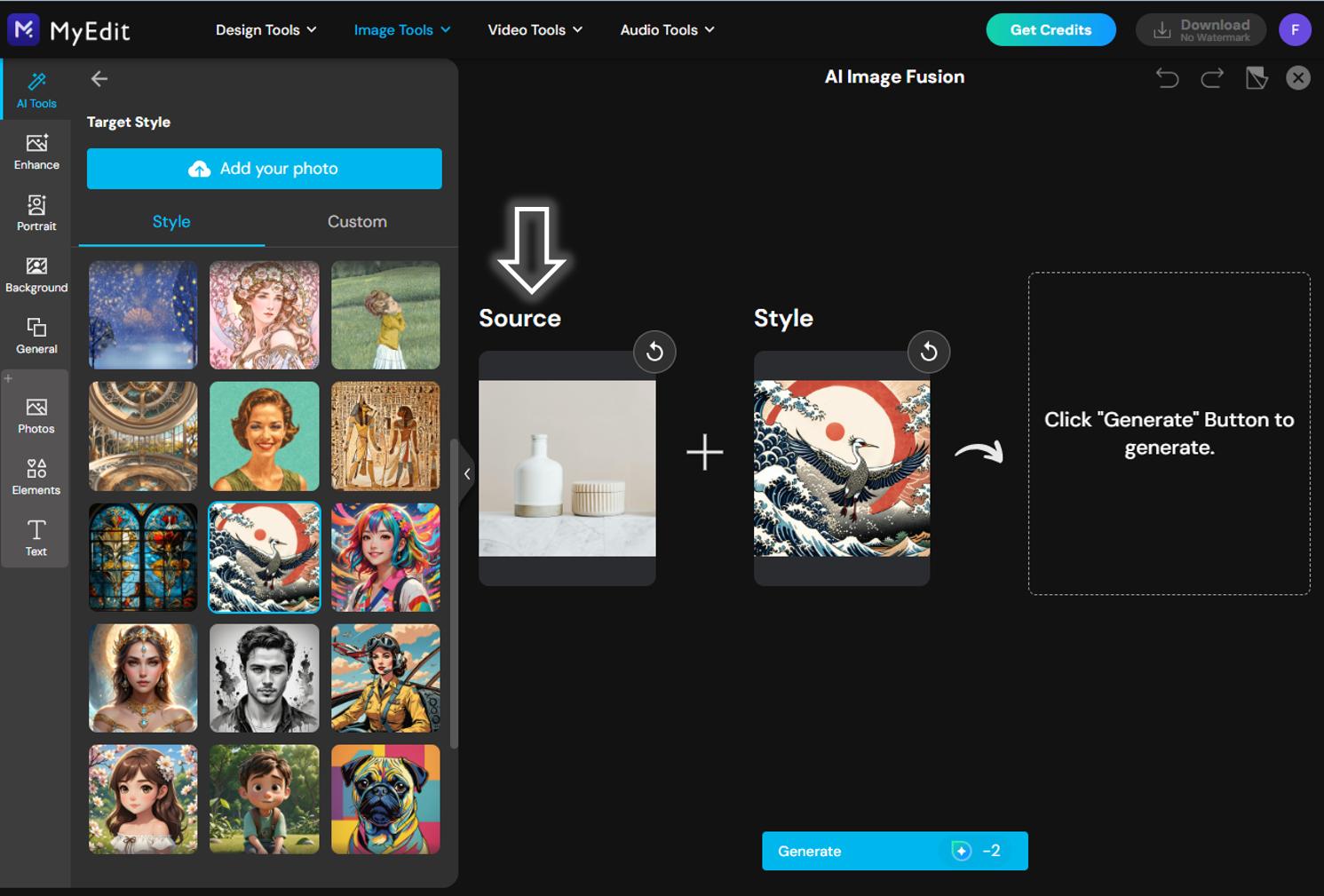 MyEdit - AI Style Transfer Online - Step 2