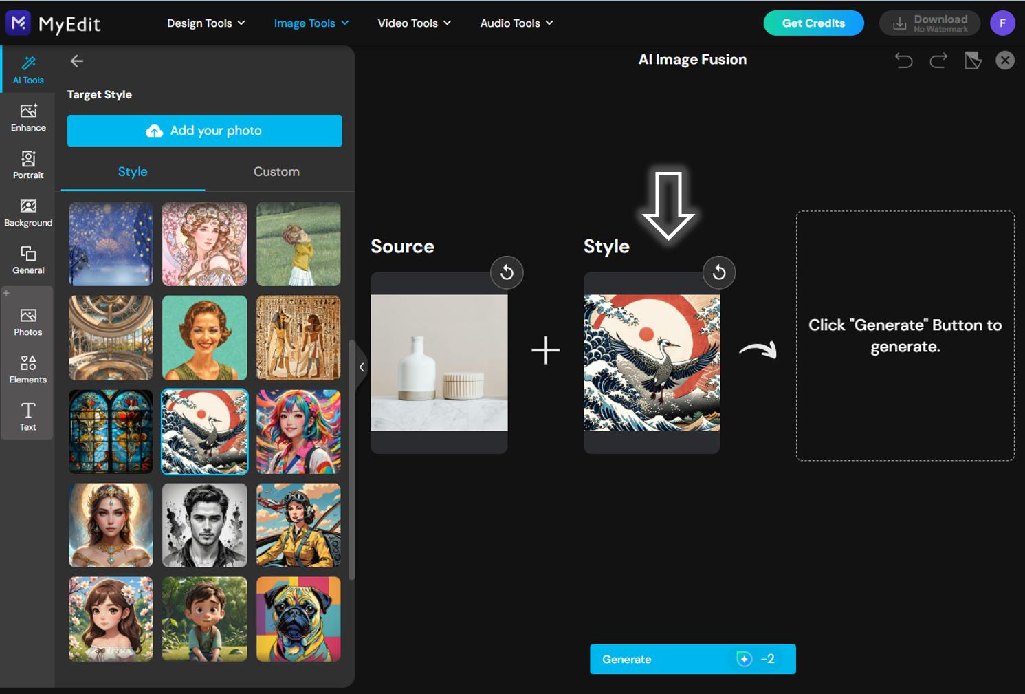 MyEdit - AI Style Transfer Online - Step 3