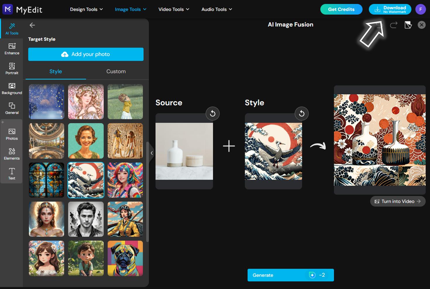 MyEdit - AI Style Transfer Online - Step 4