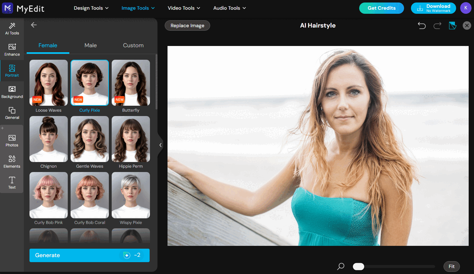 Try Hairstyles to Look Young Online with MyEdit