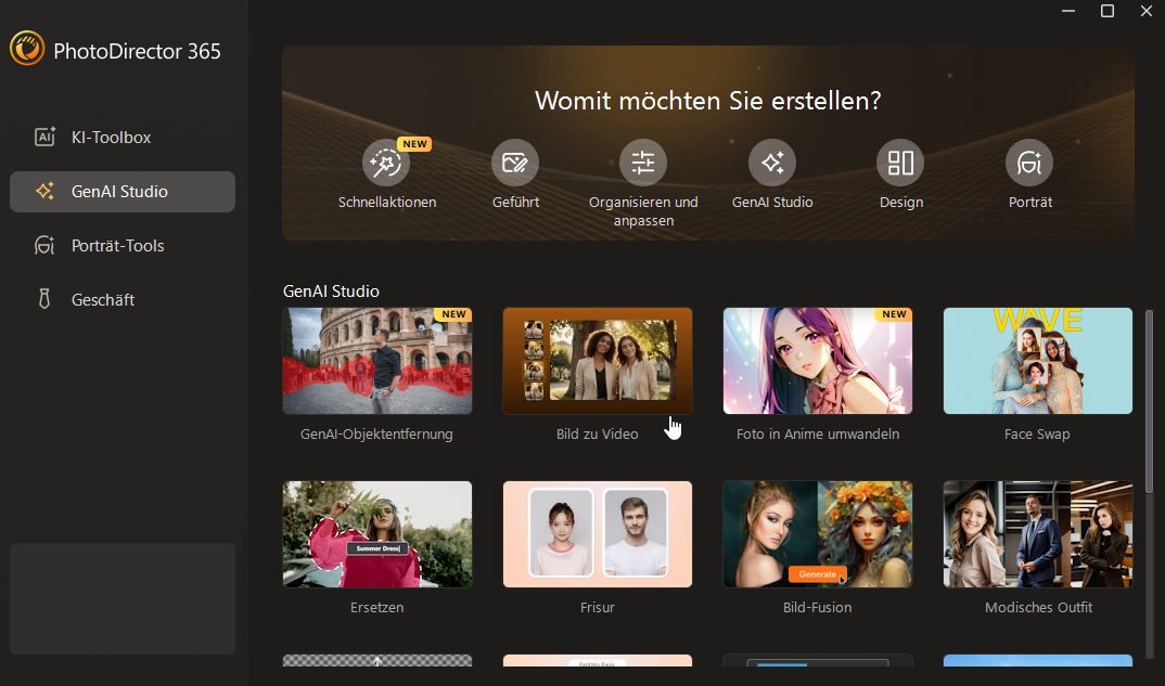 PhotoDirector - GenAI-Studio mit Twerk-Video-Generator