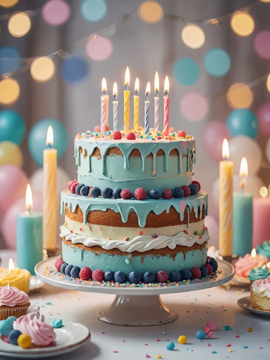 Geburtstagstorte auf einem weißen Tisch