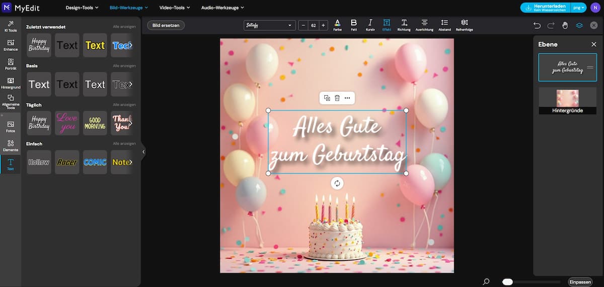 MyEdit - Geburtstagswünsche gestalten