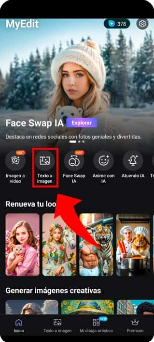 Interfaz de la app de MyEdit
