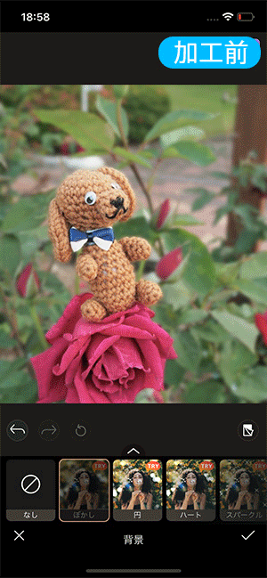 ぬい撮り背景ぼかしサンプル