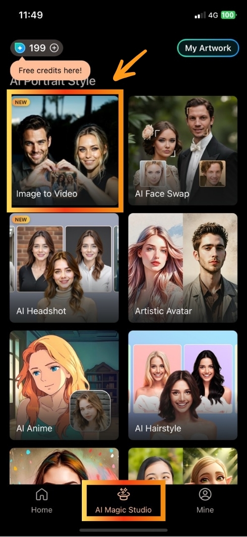 PhotoDirector App Bild zu Video KI