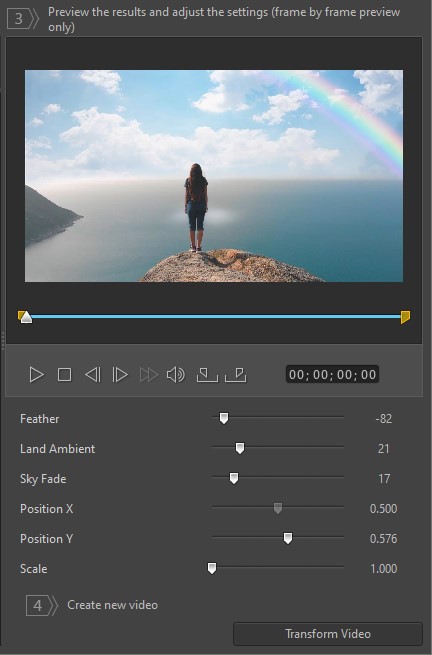 파워디렉터 - AI 하늘 교체 설정 조정