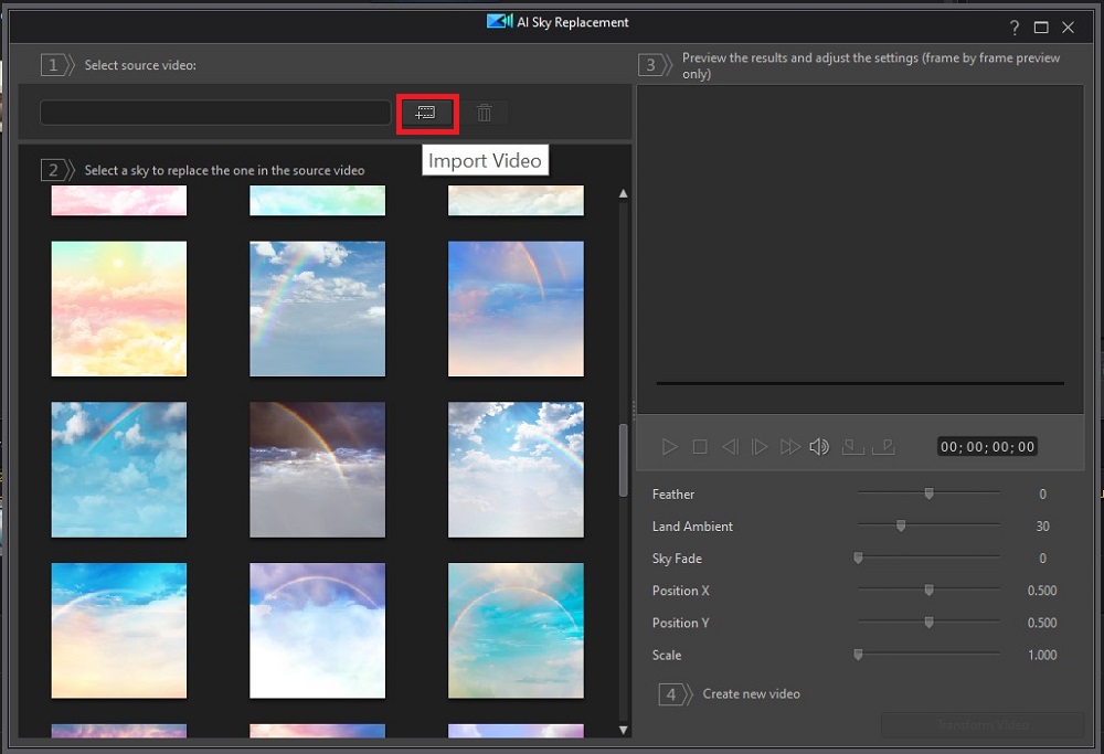 파워디렉터 - AI 하늘 교체, 영상 가져오기