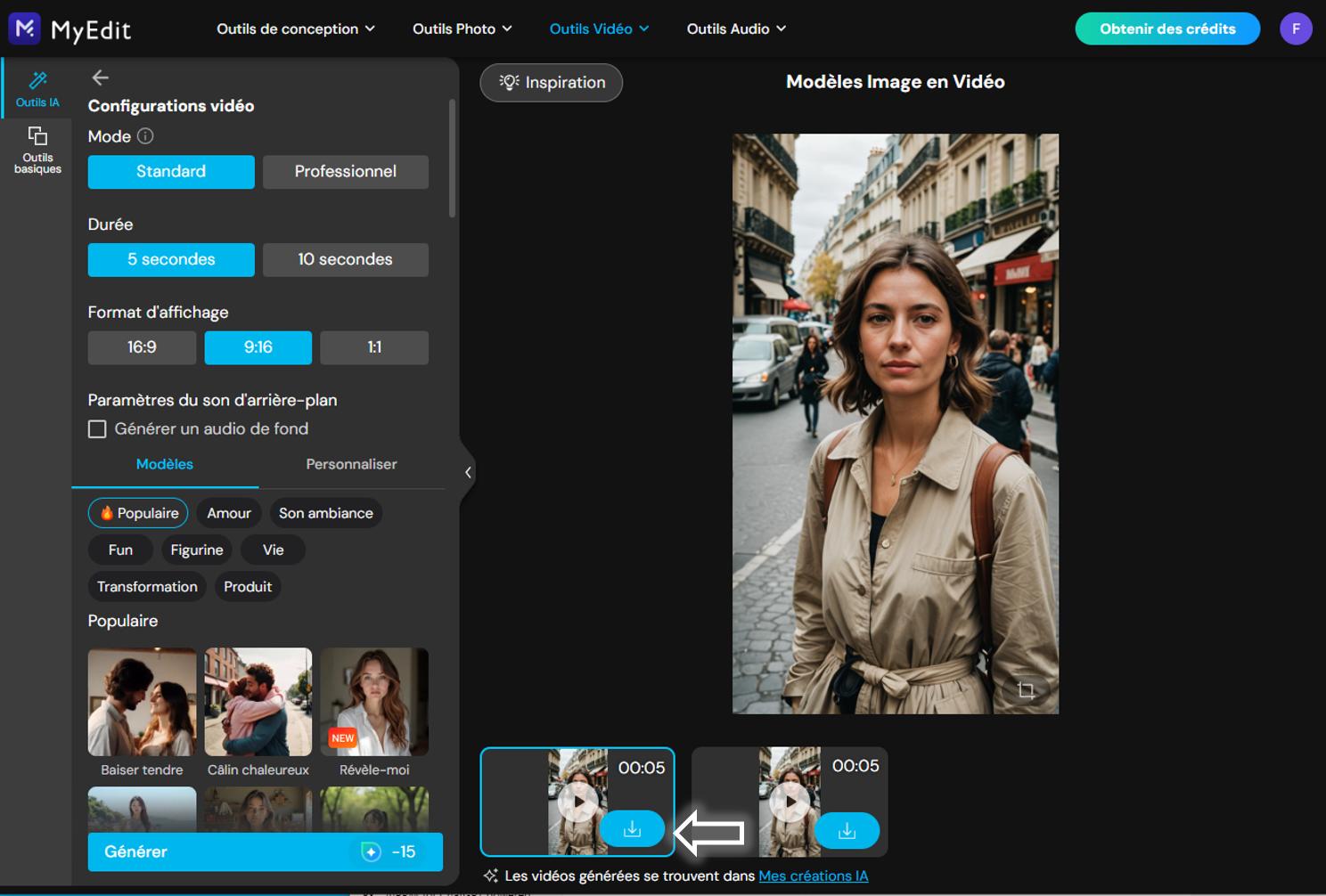 MyEdit - Générer une vidéo à partir d'une photo 3