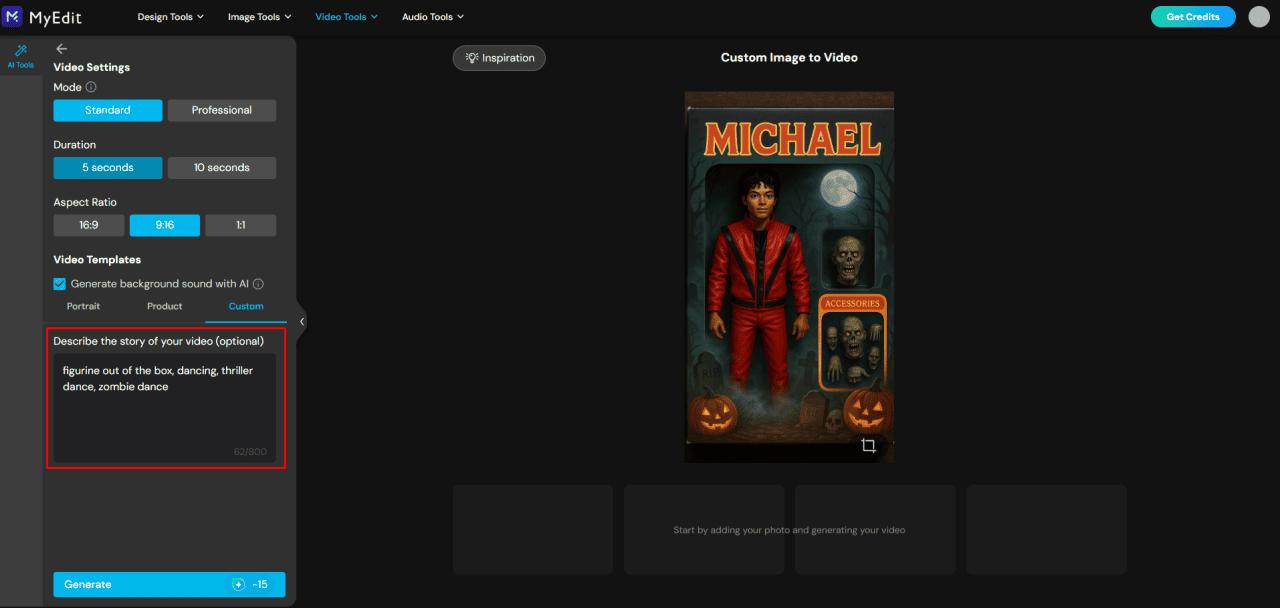 Comment animer votre figurine avec MyEdit Image to Video
