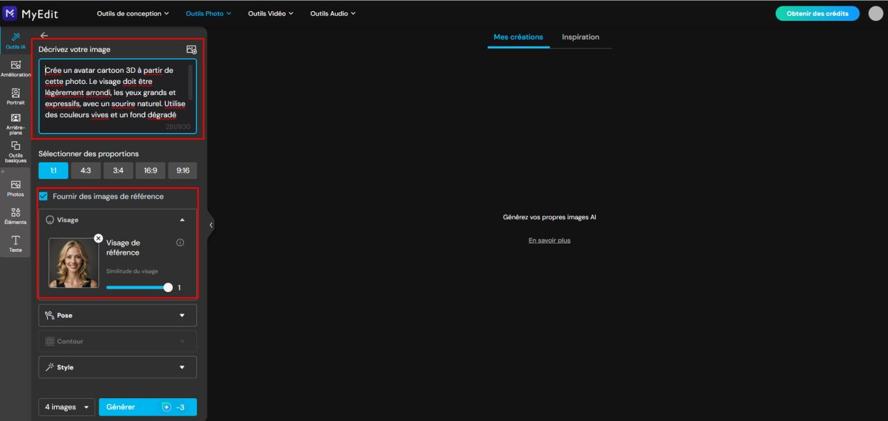 Comment générer votre avatar cartoon avec MyEdit