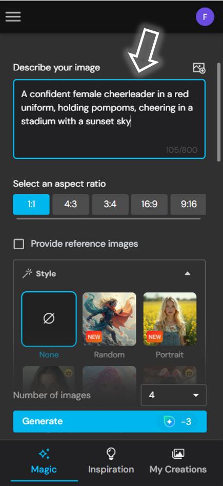 MyEdit - Generate an online cheerleader online step 2