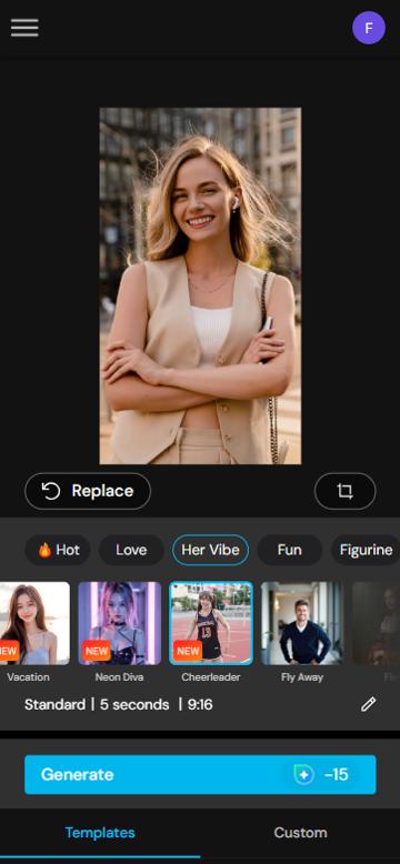 MyEdit - Create an AI Cheerleader video online step 3