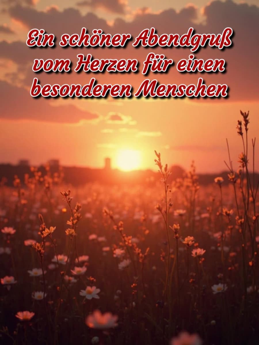 Guten Abend Bild mit Gruß: 'Ein schöner Abendgruß vom Herzen für einen besonderen Menschen.'
