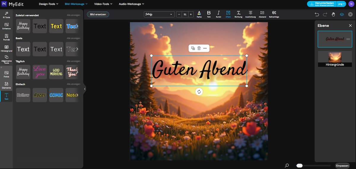 MyEdit - Abendgrüße gestalten