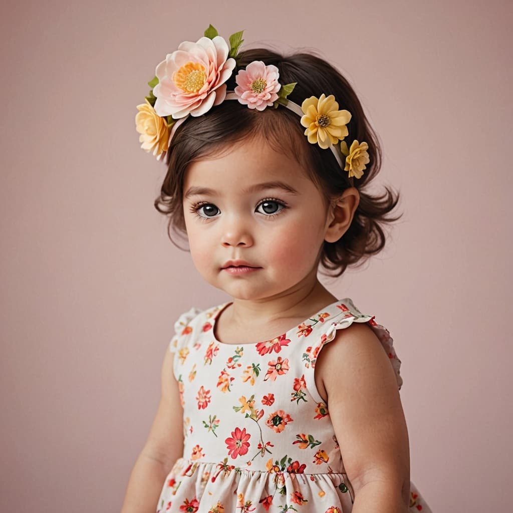 Foto de niña con peinado con flor o cintillo
