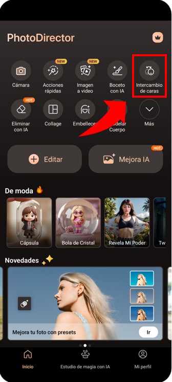 Interfaz de PhotoDirector