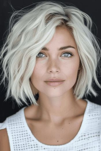 Sommerlicher blonder Bob mit Beach Waves