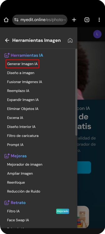 Generador de imagen con IA de MyEdit
