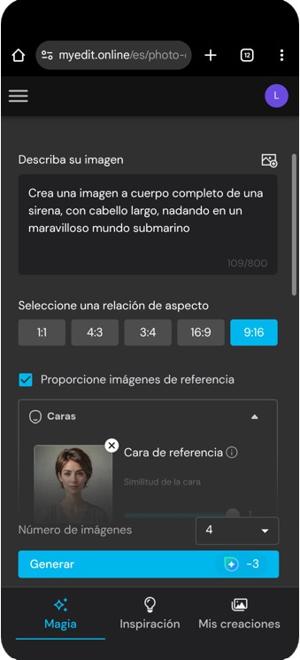 Prompt del Generador de imagen con IA de MyEdit