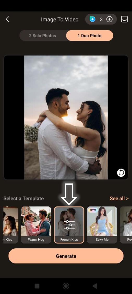 PhotoDirector - Create an AI French Kiss with an App step 3
