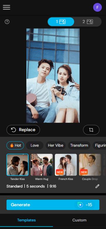 MyEdit - Create an AI French Kiss online step 2