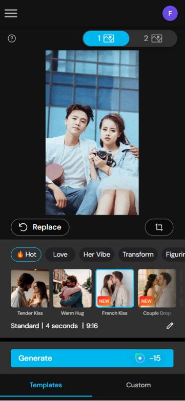 MyEdit - Create an AI French Kiss online step 3
