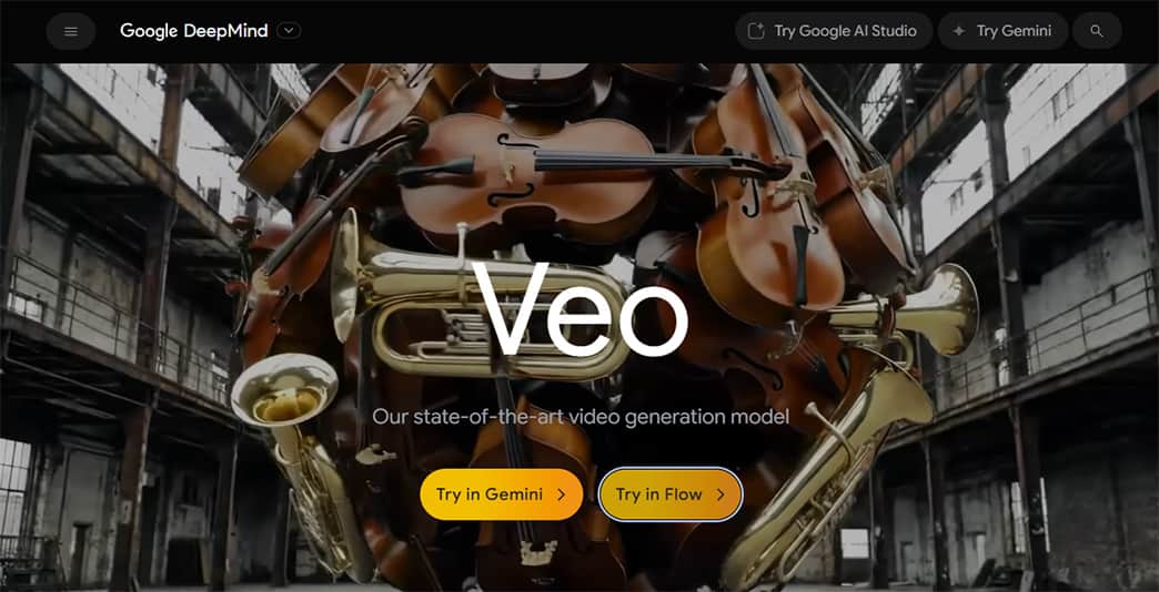 Veo3 公式サイトトップ画面