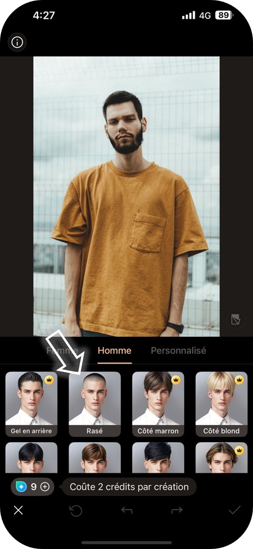 PhotoDirector - Essayez une coupe crew cut sur mobile étape 3