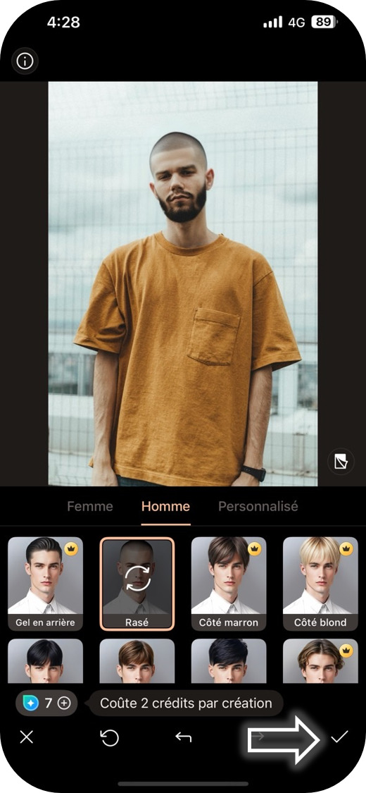 PhotoDirector - Essayez une coupe crew cut sur mobile étape 4