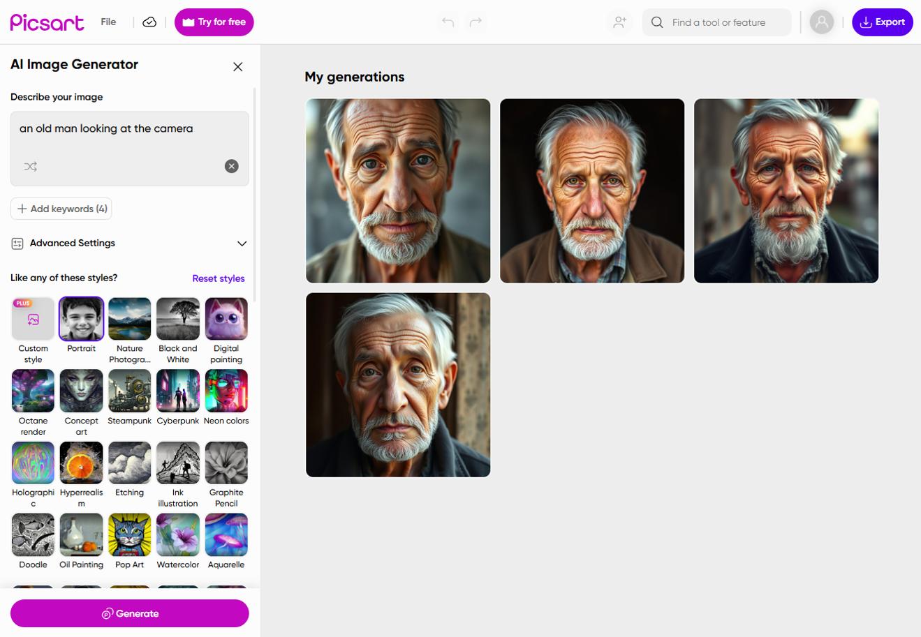 Picsart - A Complete Online Solution for AI Face Generation