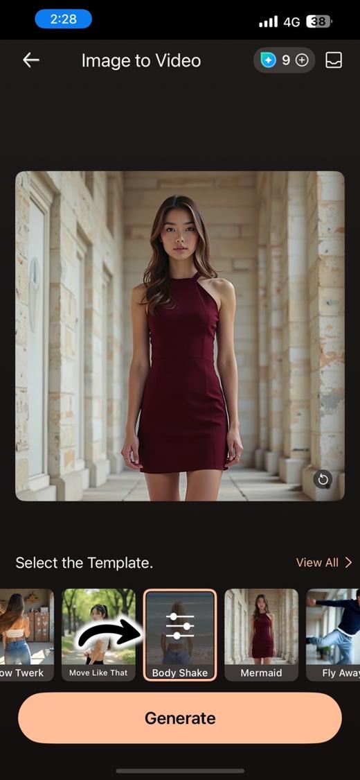 PhotoDirector - Create an AI Bodyshake video with an App step 3
