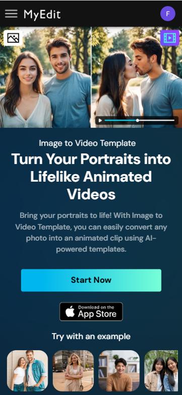 MyEdit - Create an AI Bodyshake video online step 1