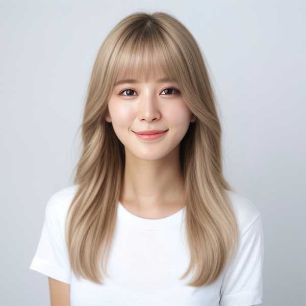 PhotoDirector　AIヘアスタイル　カスタム　前髪あり・ロング・金髪適用