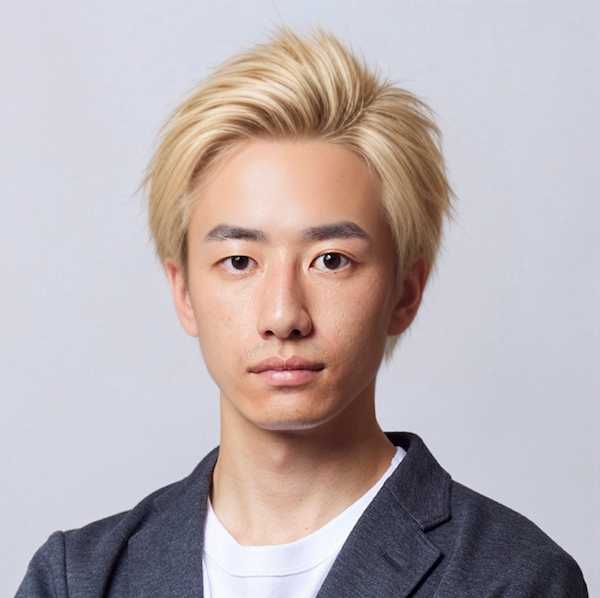 PhotoDirector　AIヘアスタイル　カスタム　前髪なし・ショート・金髪・「ワイルド」適用