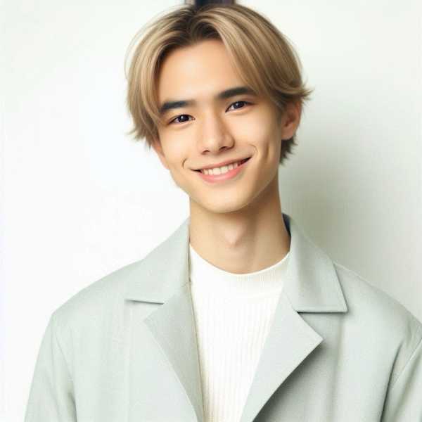 PhotoDirector　AIヘアスタイル　カスタム　前髪なし・ショート・金髪・「ワイルド」適用